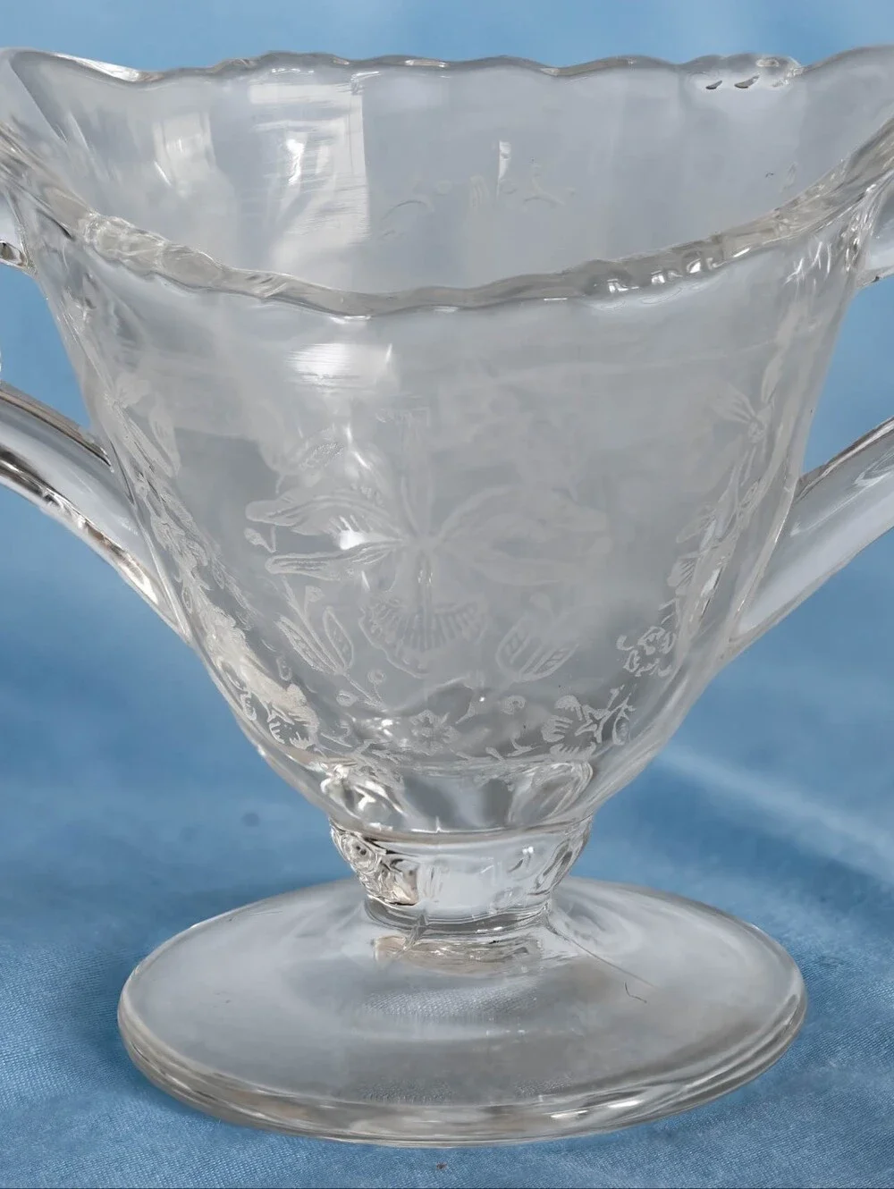 Beautiful Vintage Heisey Crystal Orchid Sugar Bowl and Creamer Set Made In USA!